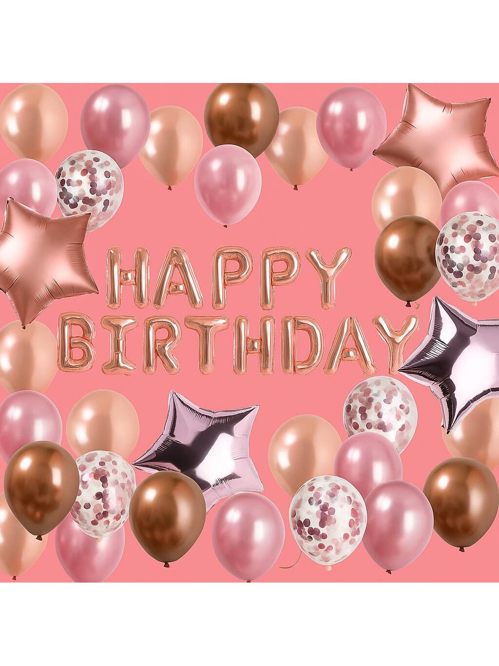 Rose Gold Birthday Balloon Kit Pink & Gold Balloons For Women's Birthday Party Decor