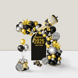 Disco Party Balloon Garland Kit Black Gold Silver NYE & Prom Decor