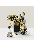 Disco Party Balloon Garland Kit Black Gold Silver NYE & Prom Decor