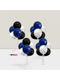 Black Blue Silver Confetti Balloon Centerpiece 4-Pack Stand Kit Decor