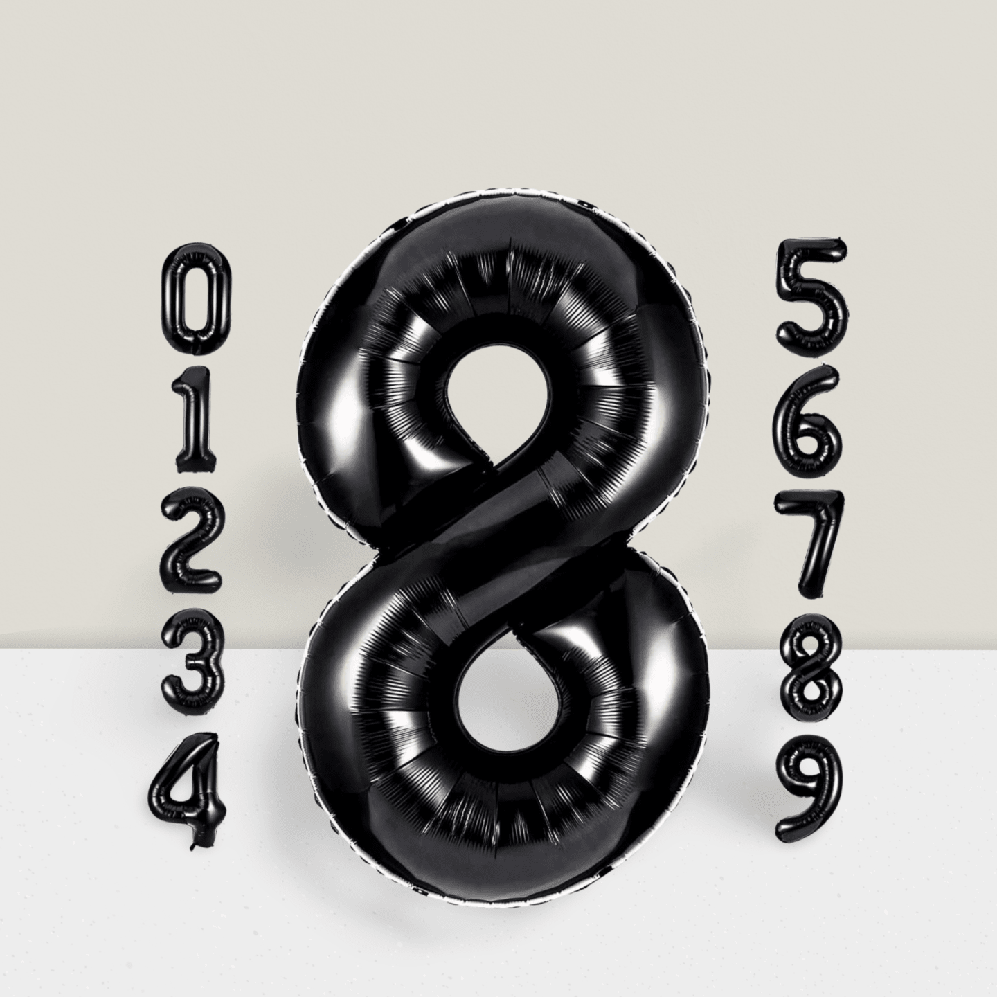 40 Inch Black Number 8 Foil Balloon for 8th Birthday Anniversary or Graduation