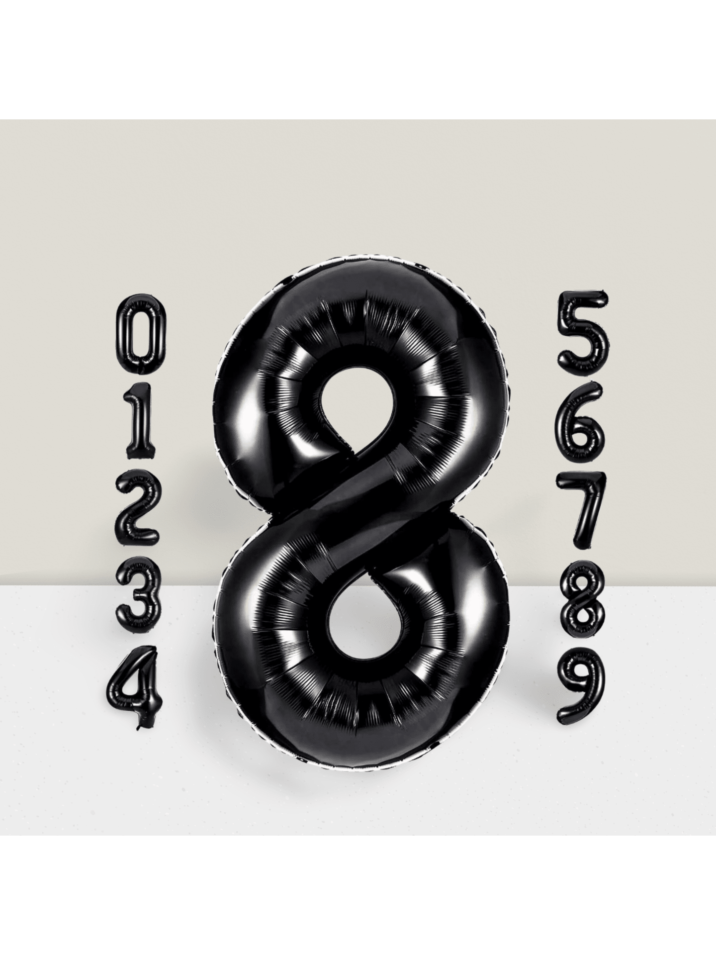 40 Inch Black Number 8 Foil Balloon for 8th Birthday Anniversary or Graduation