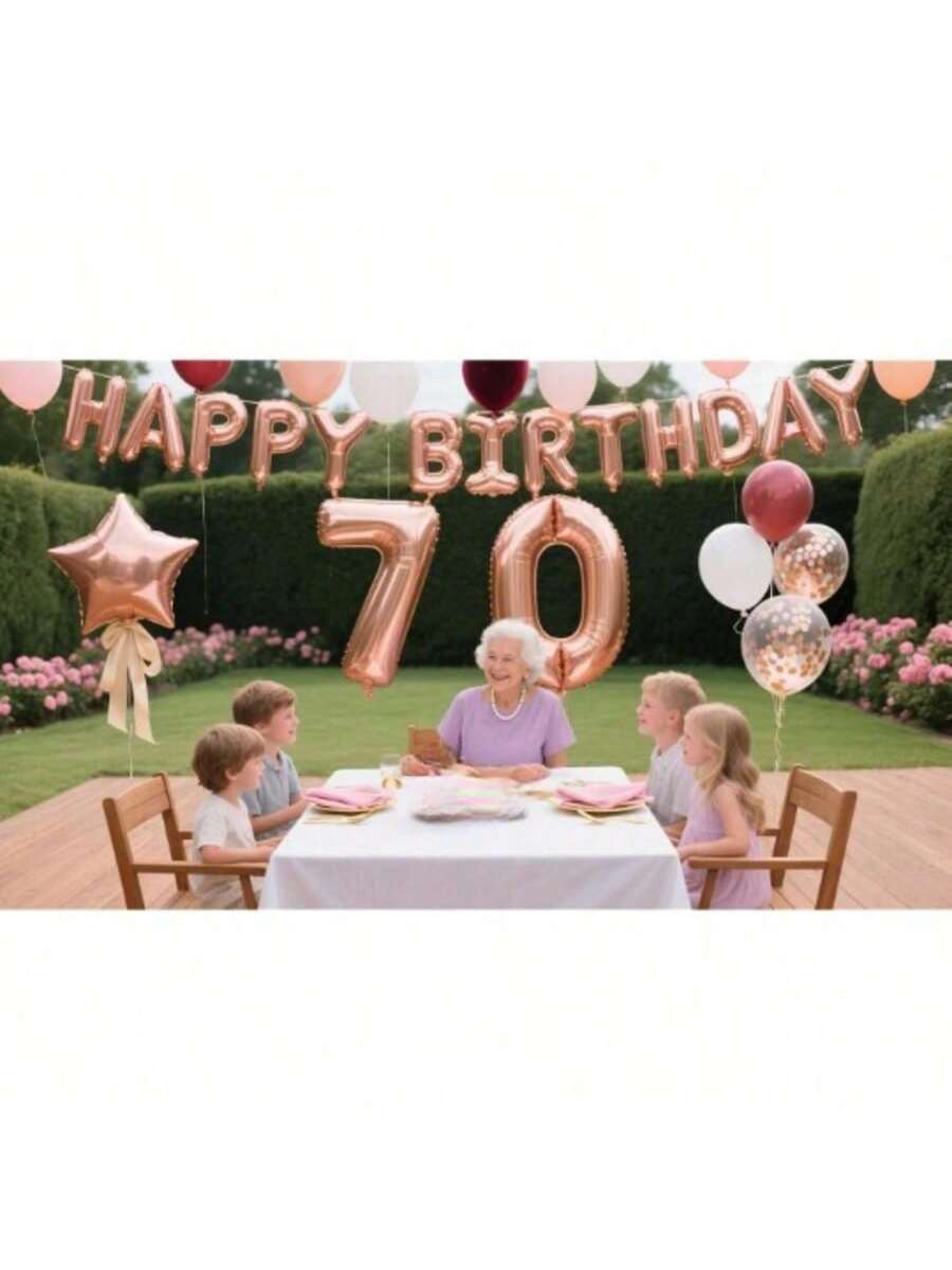 70th Birthday Decorations Women Rose Gold Balloon Wine Red Confetti Banner