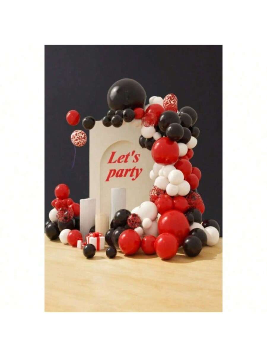 102-Piece Red, Black & White Balloon Kit for Casino, BBQ, or Graduation Party