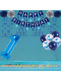15th Blue Birthday Party Set Banner, Foil 15 Balloons, Streamers & Swirls For Teen