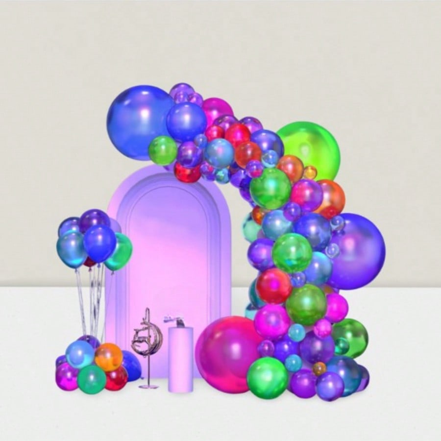 120 Pc UV Neon Glow Balloons Fluorescent Colors for Blacklight Wedding or Birthday Party