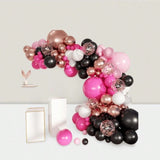 Hot Pink Black Gold Balloon Arch Kit 141pcs Wedding Party Decorations