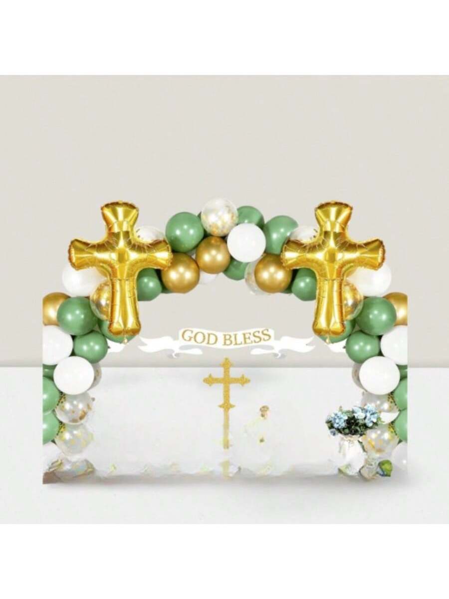 75pcs First Communion Party Decoration Kit Tablecloth Balloons Garland