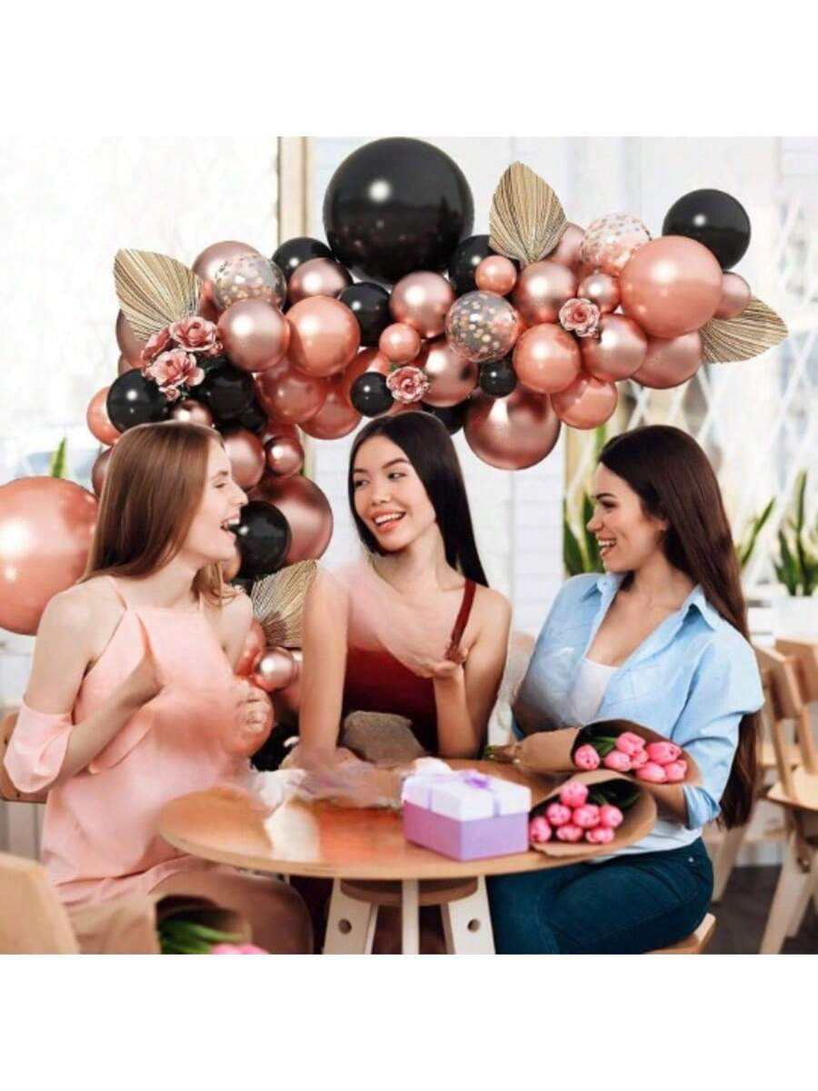 102pc Rose Gold Black Balloon Arch Kit for Birthday or Baby Shower
