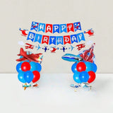 Airplane Birthday Party Decor Garland Banner & Balloons for Travel Theme
