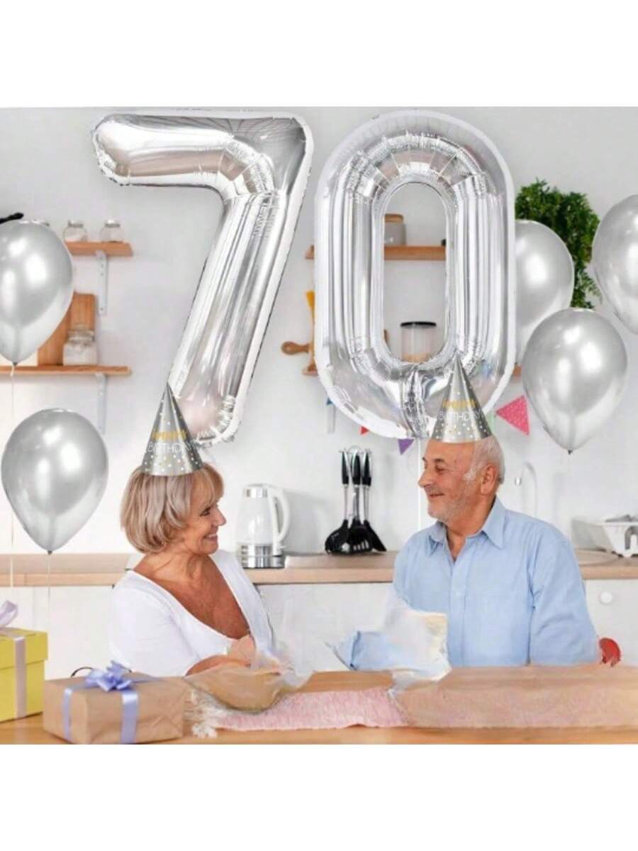 40" Giant Silver 70 Number Balloon Birthday Party Decor