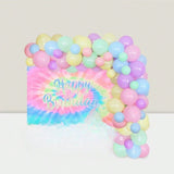 Tie Dye Macaron Balloon Garland Kit with Happy Birthday Backdrop