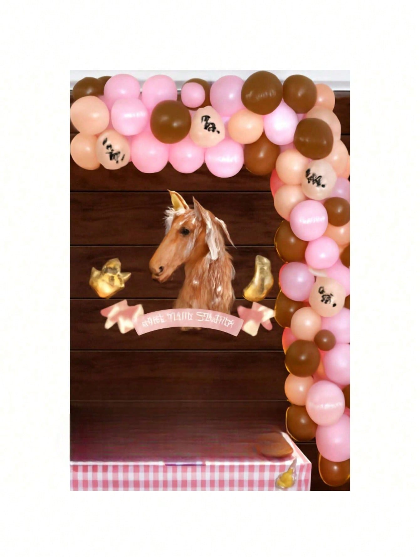 Pink Western Horse Party Decor Backdrop & Balloon Garland Kit
