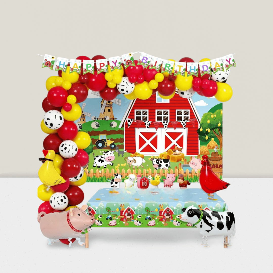 Farm Party Decorations Animal Balloon Arch Banner Cake Toppers