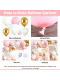 Pink White Balloon Arch Kit 121pcs Pink Gold Confetti for Parties Showers