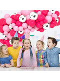 122 Pc Hot Pink and Rose Red Balloon Garland with Cow Print for Western Birthday and Party
