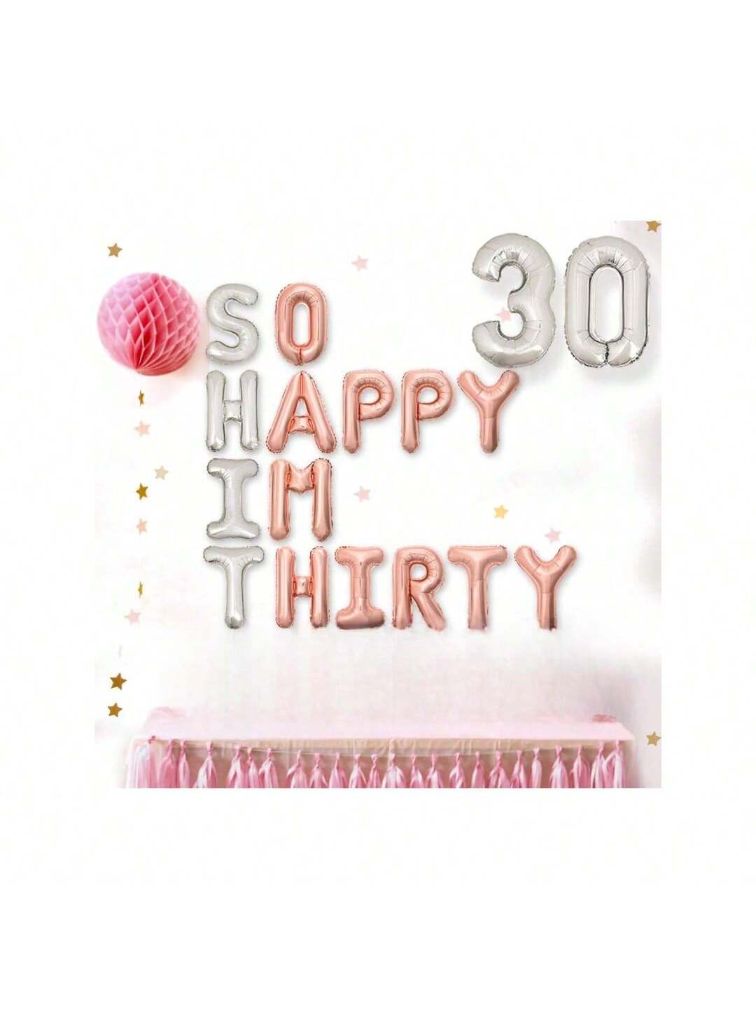 30th Birthday Decorations for Her Rose Gold Balloon Banner & Party Supplies