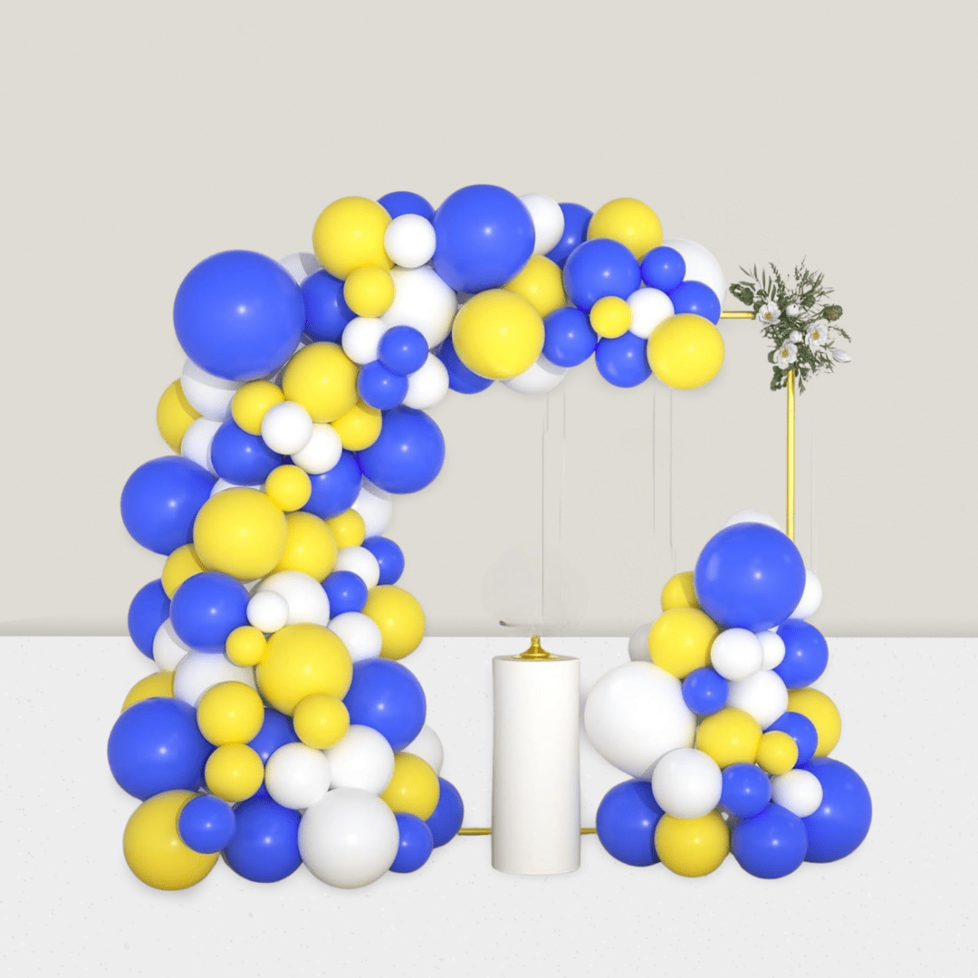 126 Pc Blue Yellow White Balloon Arch Kit for Wedding Birthday and Shower Decor