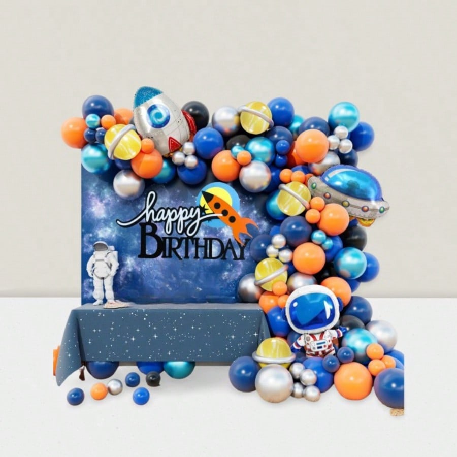 DIY Outer Space Balloon Arch Kit 148pcs For Shower, UFO, Rocket, Planet Theme Party
