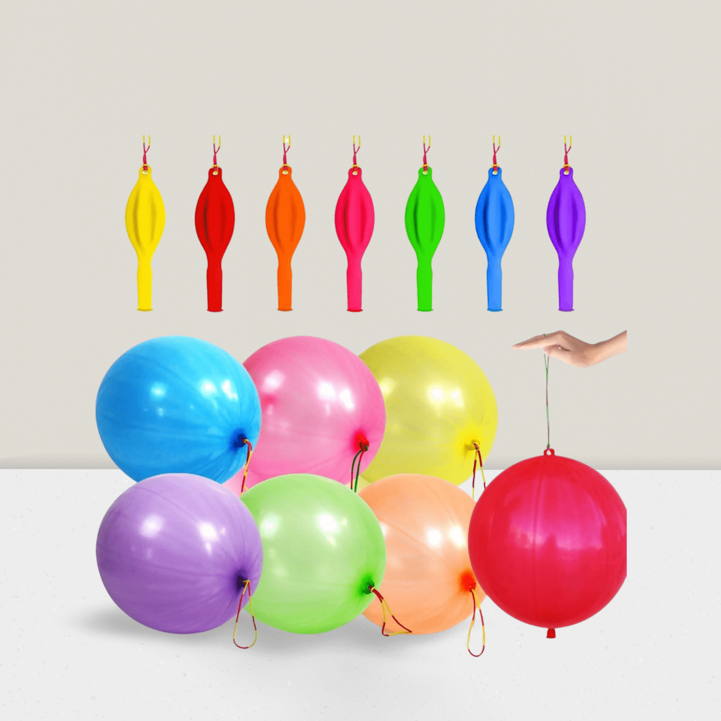 41-Pc Neon Punch Balloons with Rubber Handles for Parties and Goodie Bags