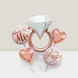 5-Piece Diamond Ring Foil Balloon Set for Bridal Shower and Engagement Party