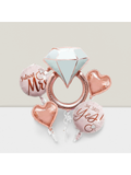 5-Piece Diamond Ring Foil Balloon Set for Bridal Shower and Engagement Party