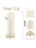 40 Inch Cream White Number 1 Foil Helium Balloon for Birthday & Anniversary Decor