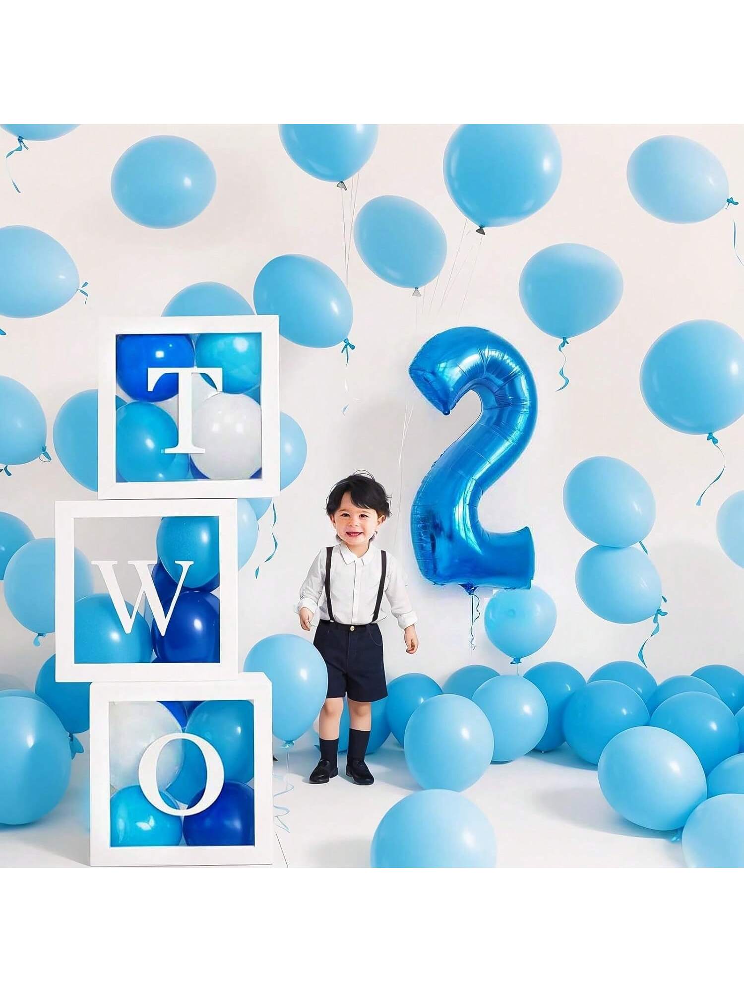 40" Blue Number 2 Foil Balloon for 2nd Birthday & Anniversary Parties