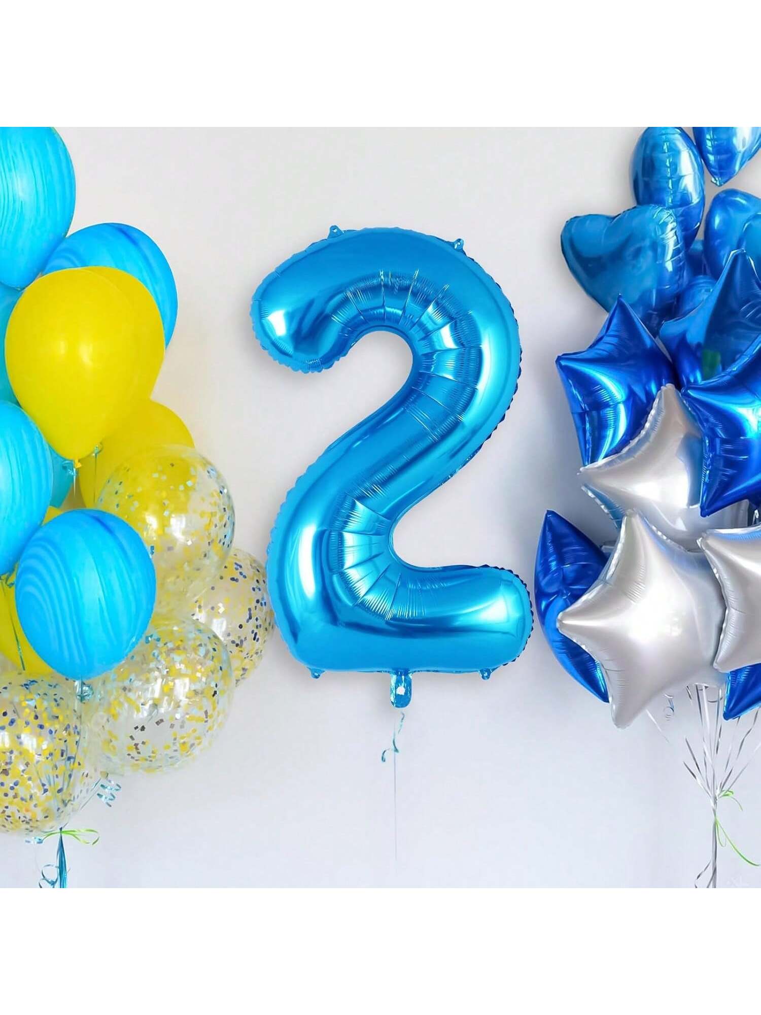 40" Blue Number 2 Foil Balloon for 2nd Birthday & Anniversary Parties