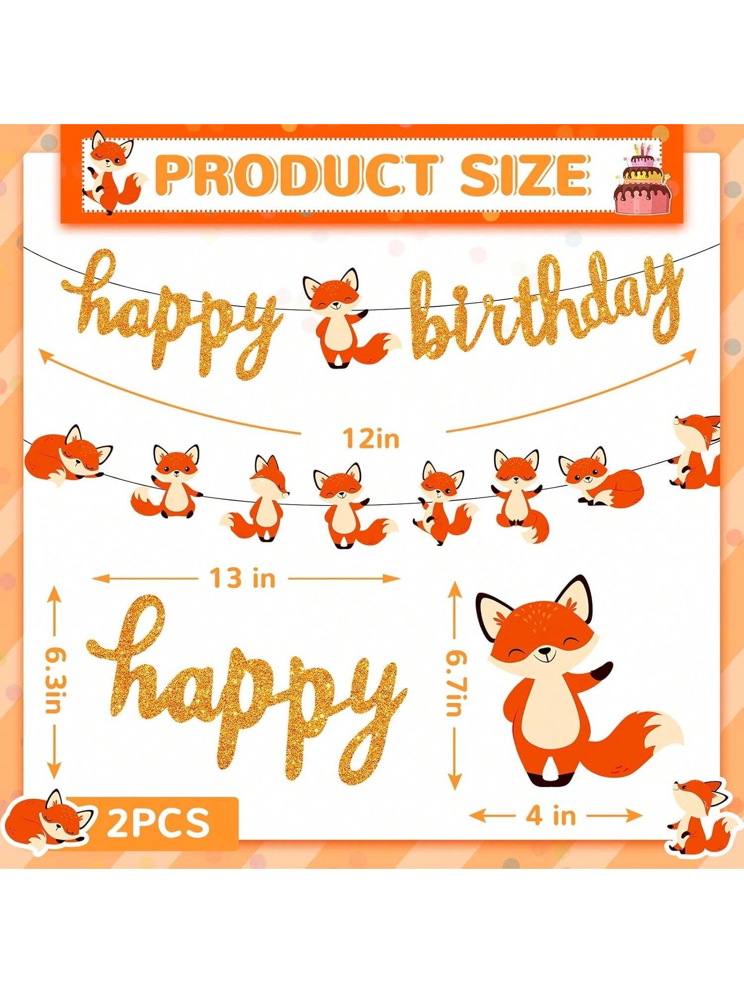 34PCS Jungle Animal Party Decorations with Fox Banner and Balloons