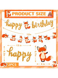34PCS Jungle Animal Party Decorations with Fox Banner and Balloons