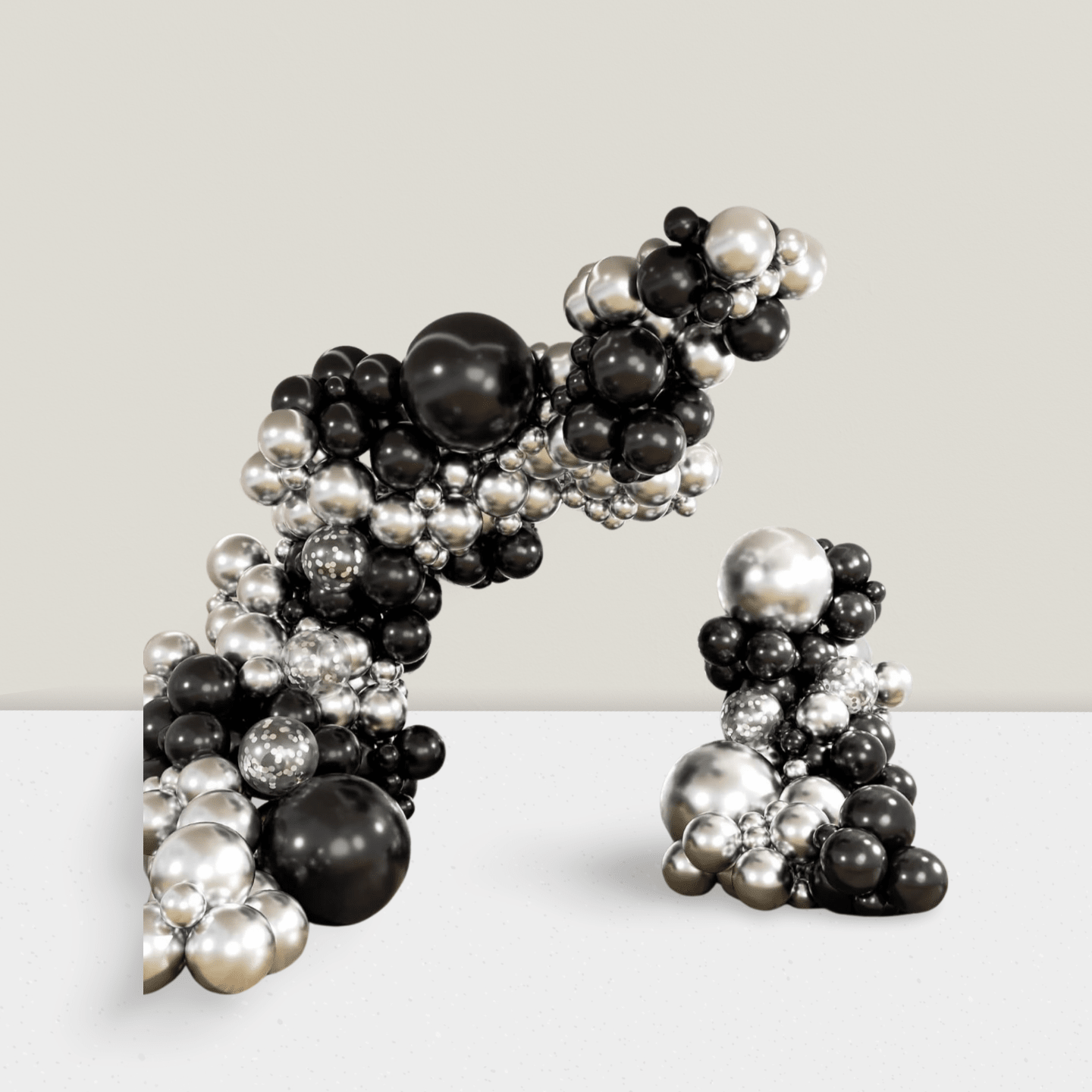 147 Black and Silver Balloon Arch Kit for Birthday Graduation and New Year Decor