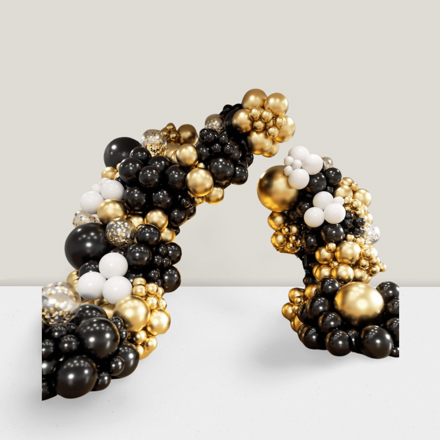 182pcs Black Gold Balloon Arch Kit with Confetti for Graduations & Parties