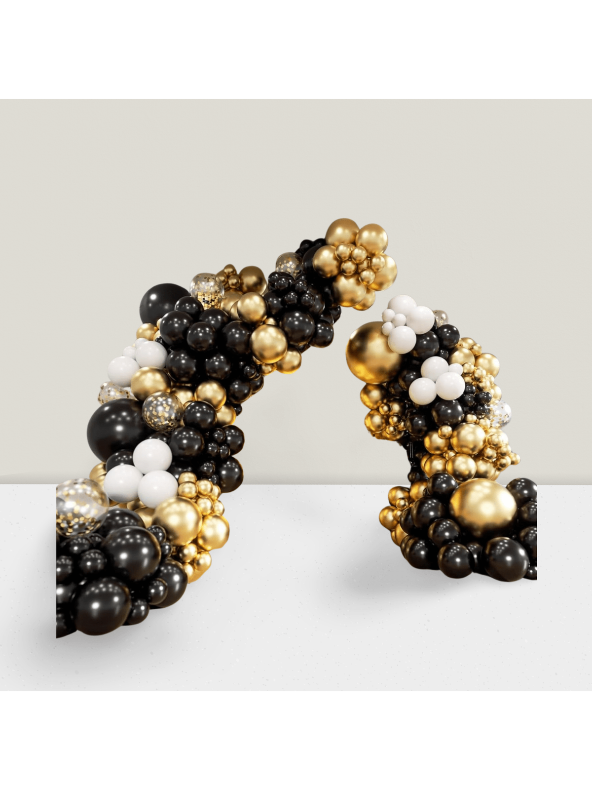 182pcs Black Gold Balloon Arch Kit with Confetti for Graduations & Parties