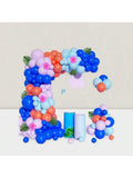 136-Pc Purple and Blue Balloon Arch Kit with Tropical Leaves and Flowers for Party