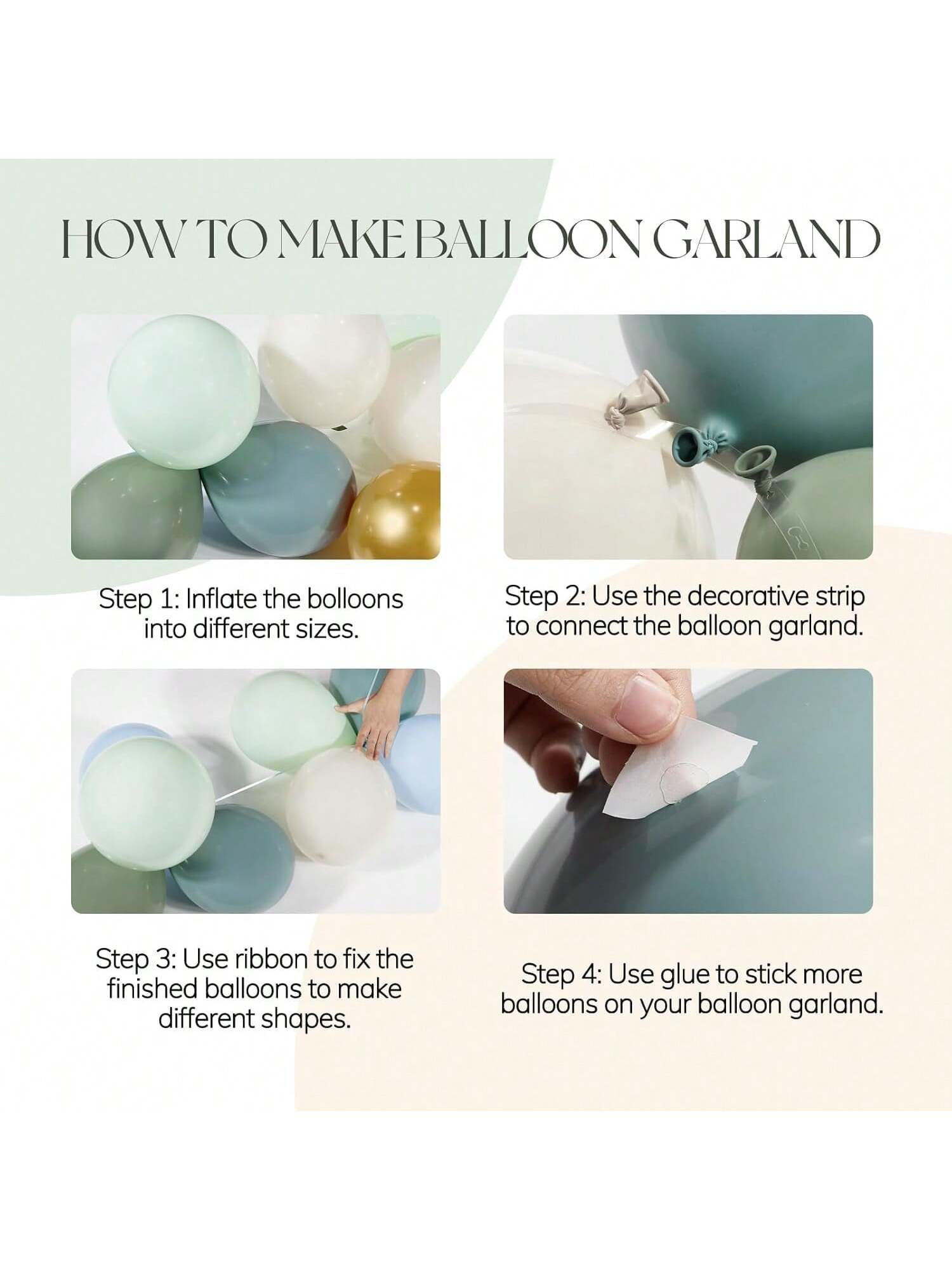 152 Pc Dusty Blue and Sage Green Balloon Garland Kit Pastel and Gold for Weddings