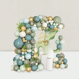 152 Pc Dusty Blue and Sage Green Balloon Garland Kit Pastel and Gold for Weddings