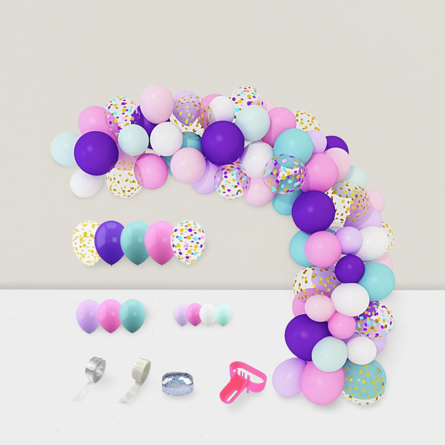 134 Pc Unicorn Balloon Arch Kit Light Purple Aqua Pink for Birthday and Showers