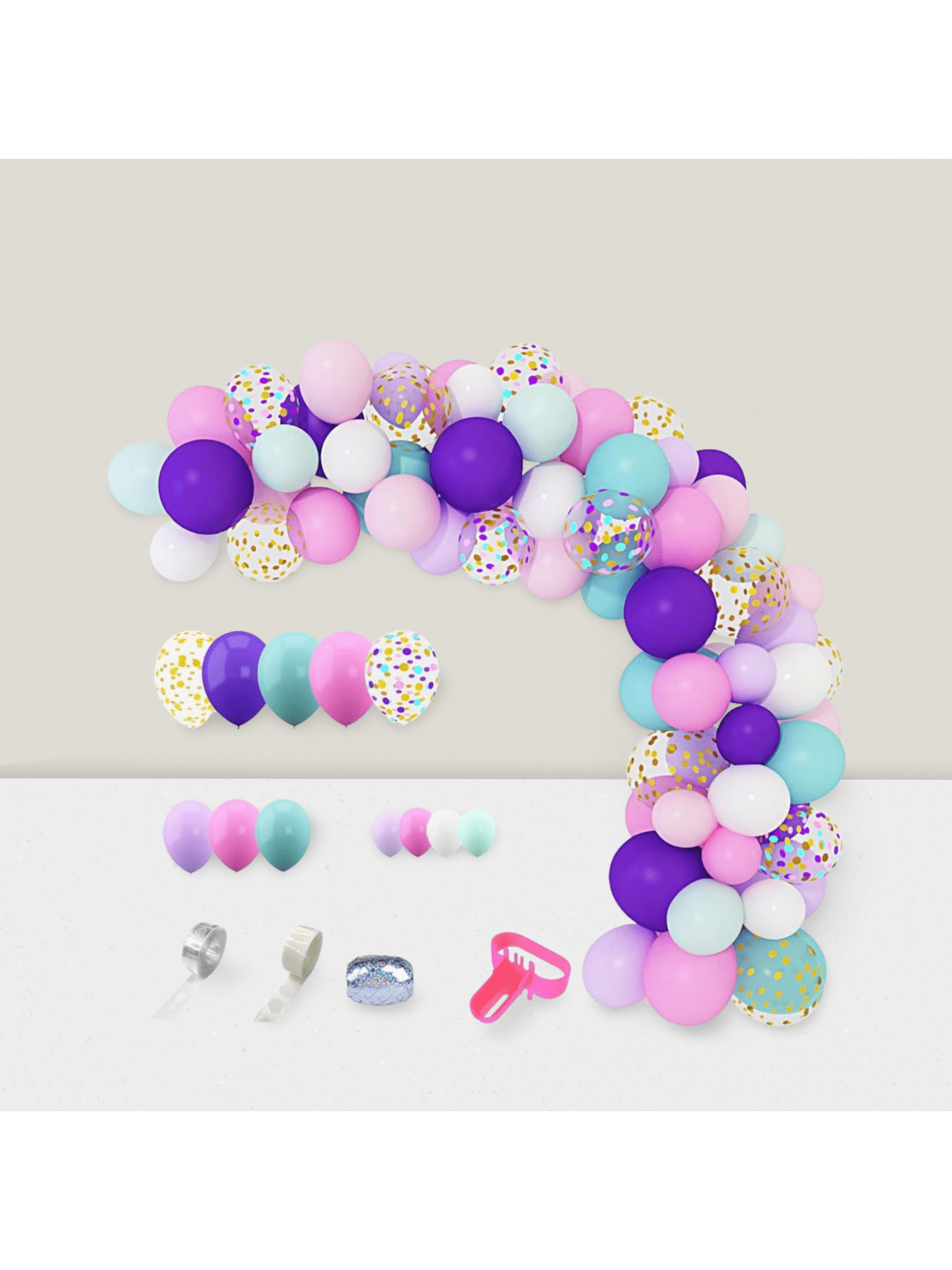 134 Pc Unicorn Balloon Arch Kit Light Purple Aqua Pink for Birthday and Showers