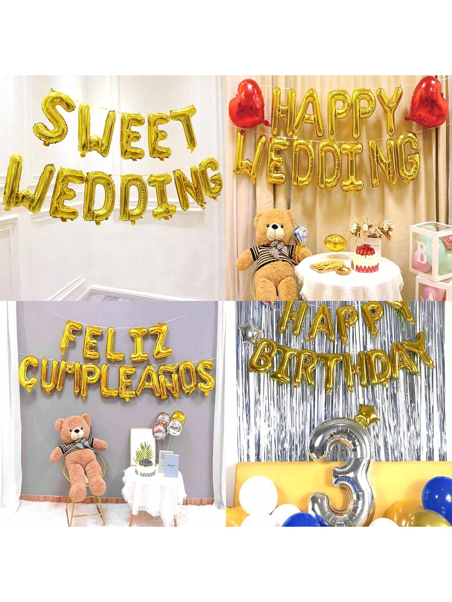 16 Inch Gold Foil Happy Birthday Custom Balloon Banner Party Decor