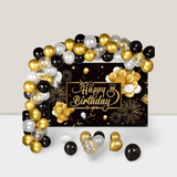 50pcs Black and Gold Balloon Arch Kit Happy Birthday Party Decor