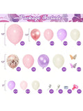 151-Pc Pink Balloon Arch Kit with Rose Gold, White, Purple, Confetti, and Stickers