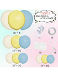 155pcs Blue Yellow White Balloon Arch Kit 18-5" for Parties Weddings