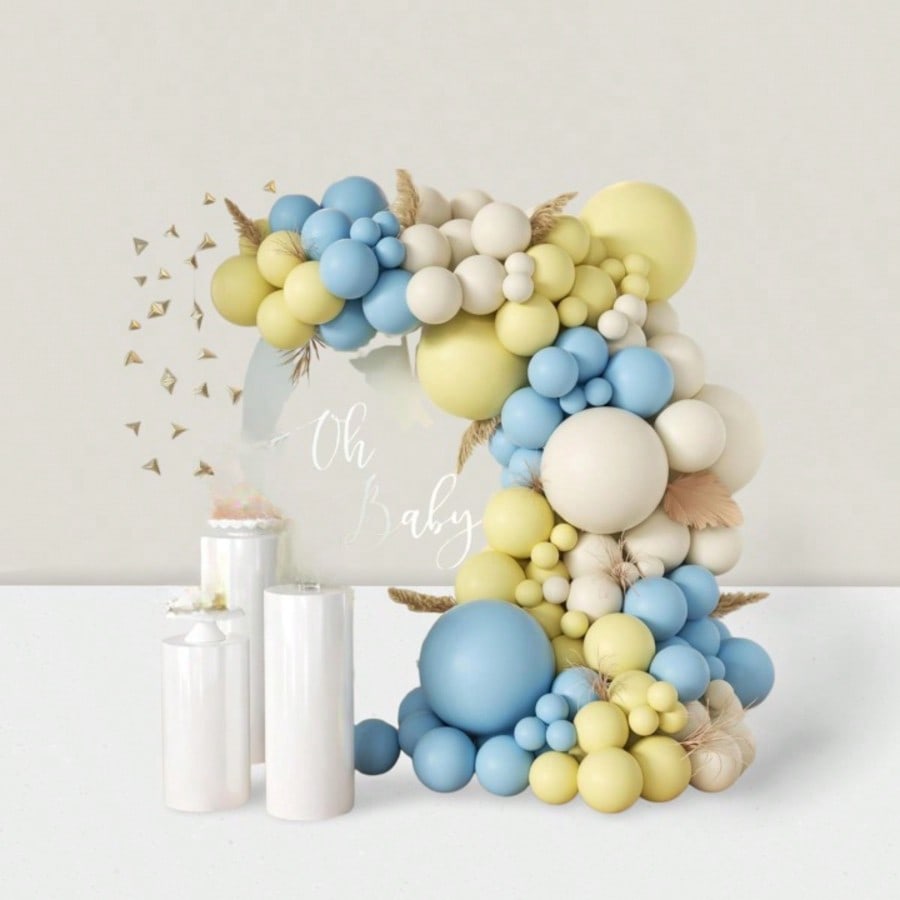 155pcs Blue Yellow White Balloon Arch Kit 18-5" for Parties Weddings