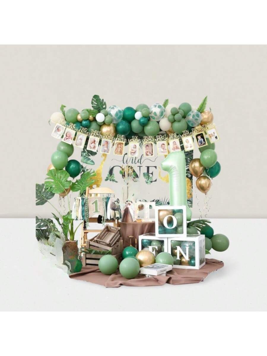 Wild One Jungle 1st Birthday Decor – Boy's Party &  Showers Balloon Garland Kit
