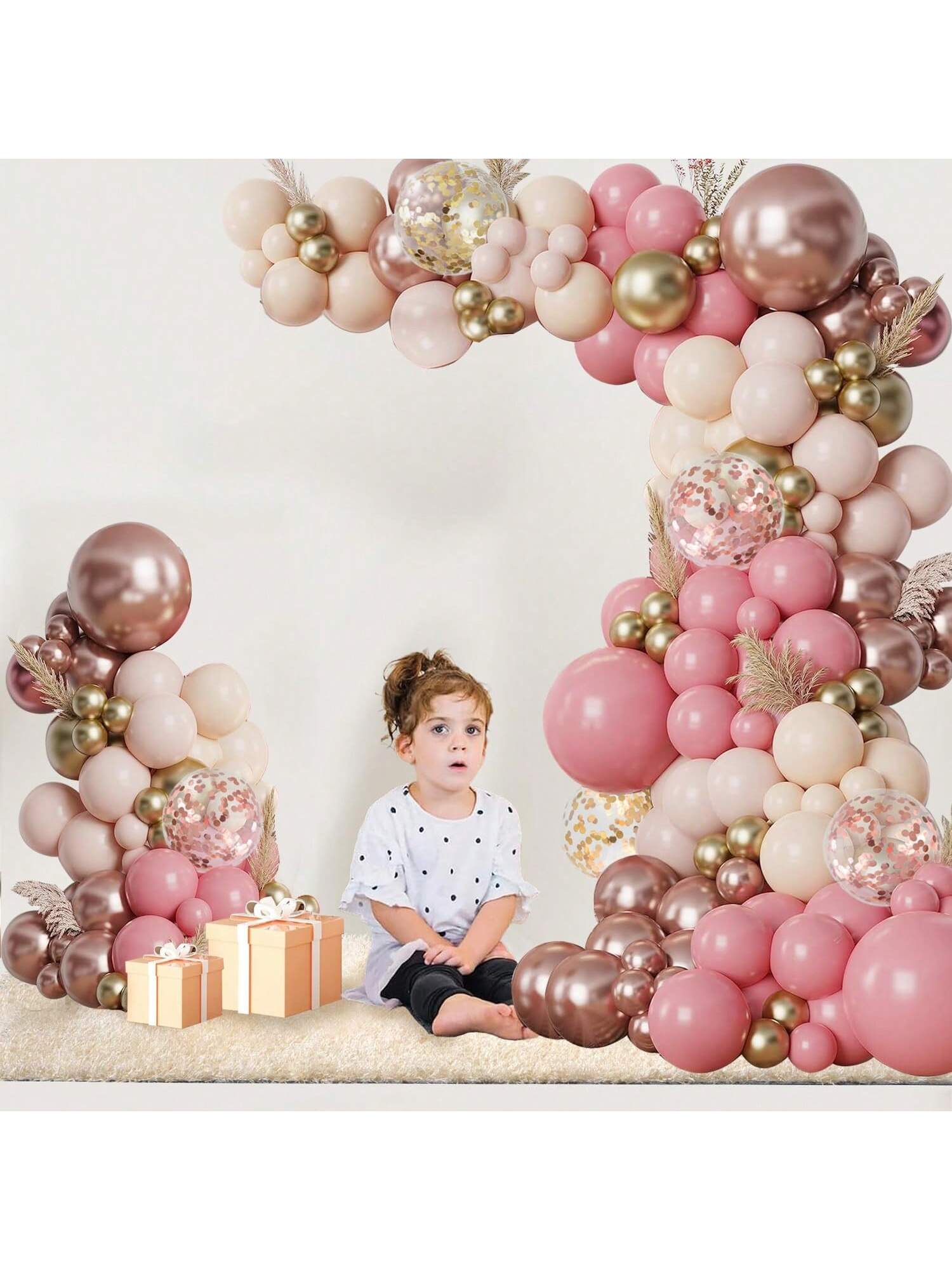 Blush Pink & Rose Gold Balloon Arch Kit for Birthday & Shower Decor
