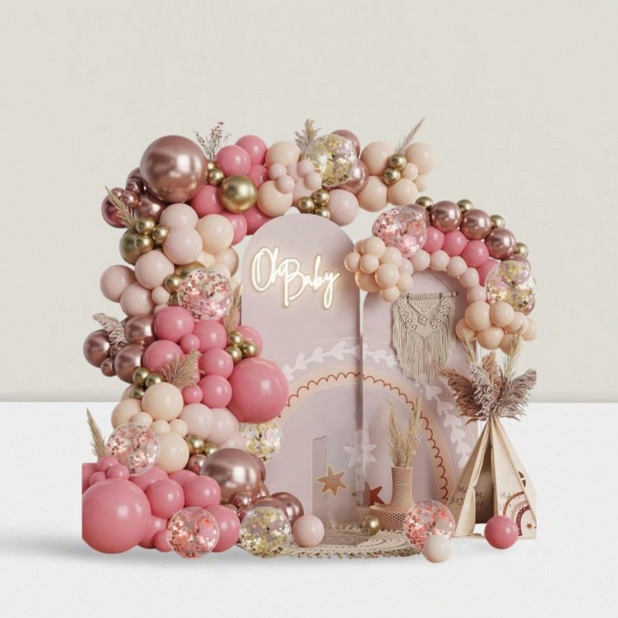 Blush Pink & Rose Gold Balloon Arch Kit for Birthday & Shower Decor