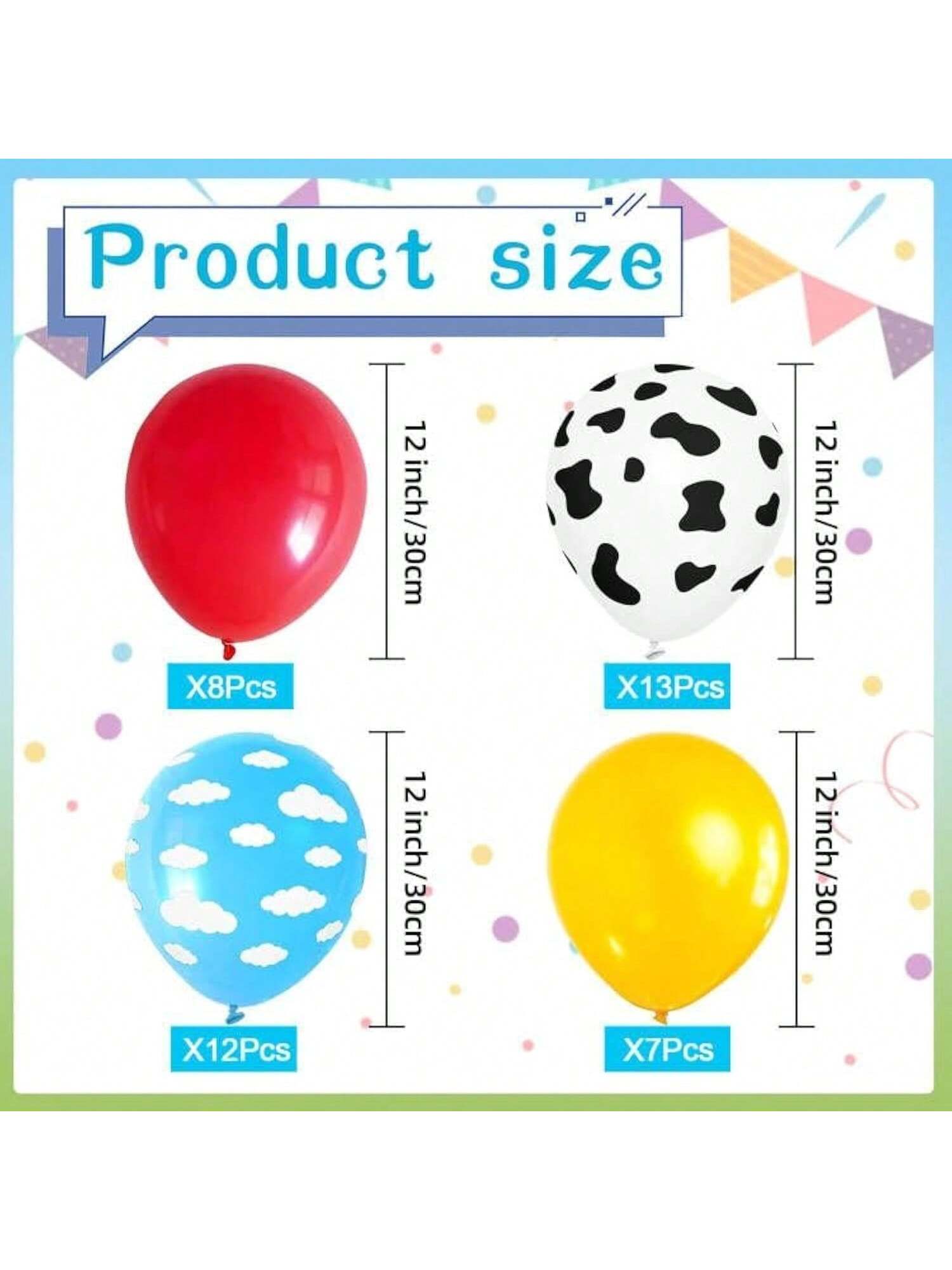 Cow Print & Sky Blue Balloon Arch Kit Cloud & Rainbow Farm Theme Party Decorations