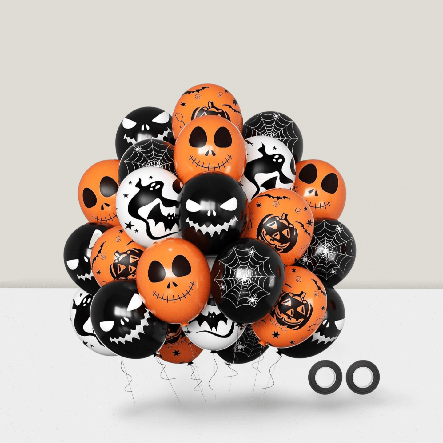 50pcs 12 Inch Halloween Balloons Black Orange White Party Decor