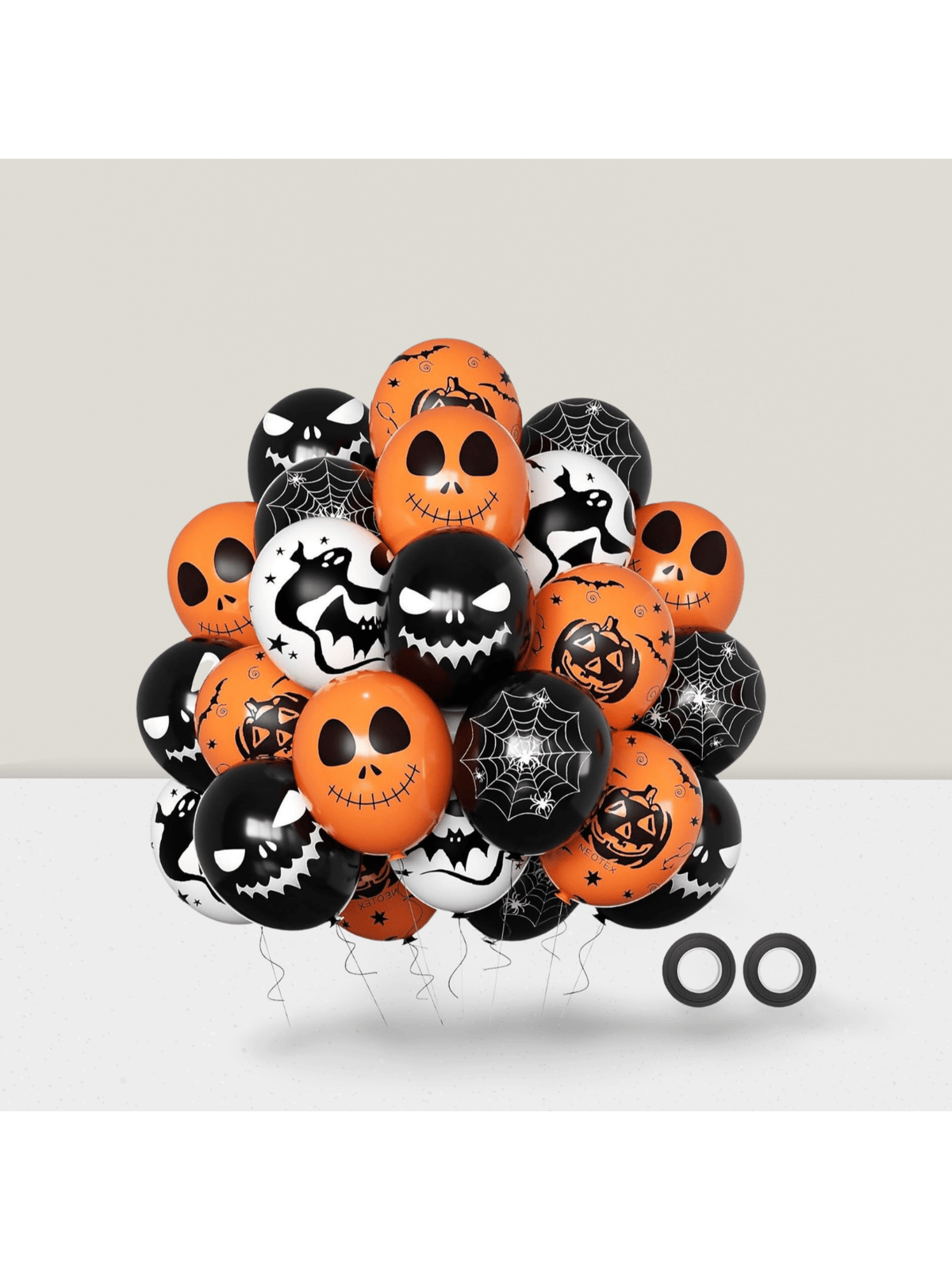 50pcs 12 Inch Halloween Balloons Black Orange White Party Decor